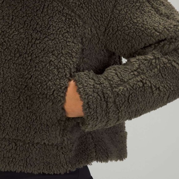 Lululemon Textured Fleece Button Jacket (Dark Olive) - Picture 5 of 9